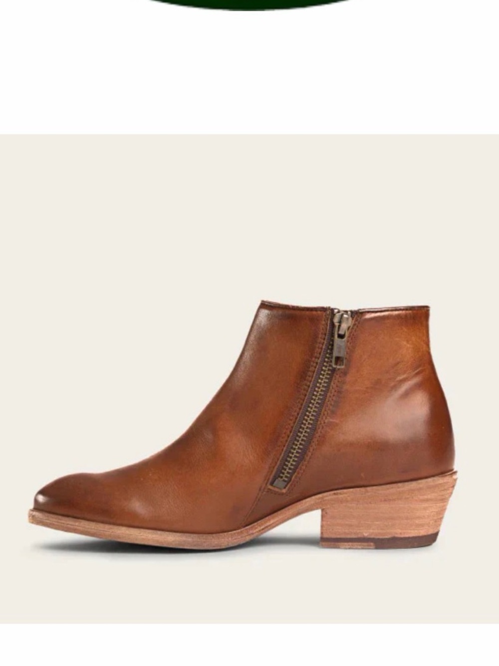 Frye Chestnut Brown Leather Pointed Toe Ankle Boots